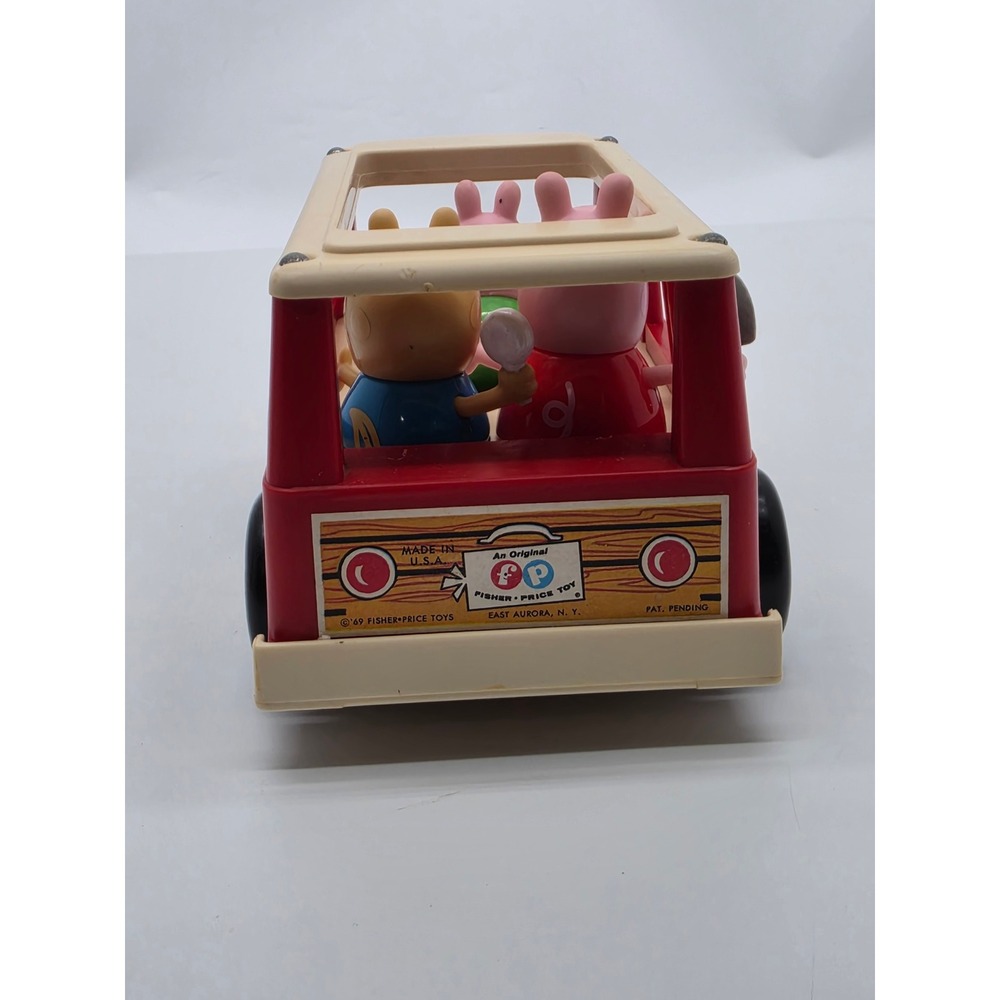 1969 Fisher Price Play Family Mini Bus Model #141 with Mickey and Peppa Pig - Picture 10 of 16